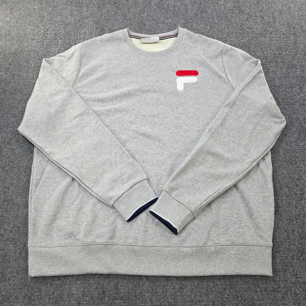 FILA Mens XXL‎ Crewneck Sweatshirt Gray Pullover Long Sleeve Logo